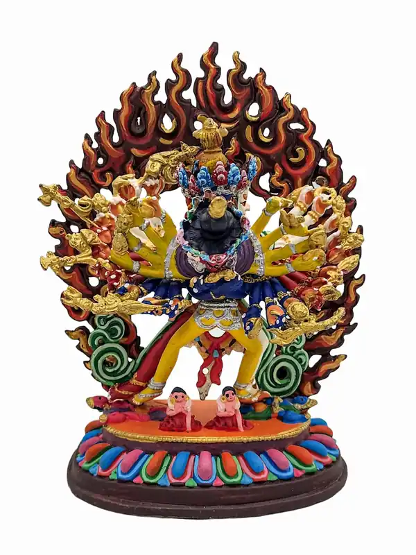 Statue bouddhique en cuivre de Chakrasamvara