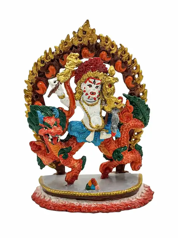 Statue miniature en cuivre faite à la main de Jambhala blanc – Incarnation de la prospérité