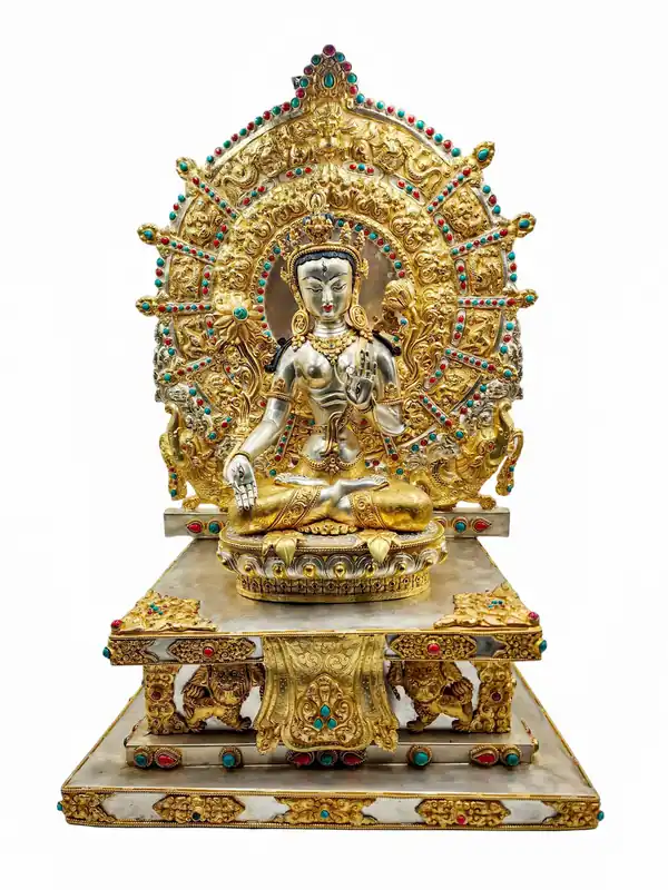Statue de Tara Blanche en cuivre avec placage d’or