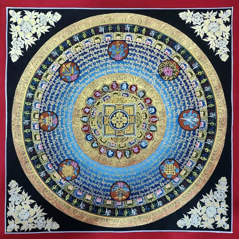 Thangka du Mandala Mantra à Double Dorje sur Toile