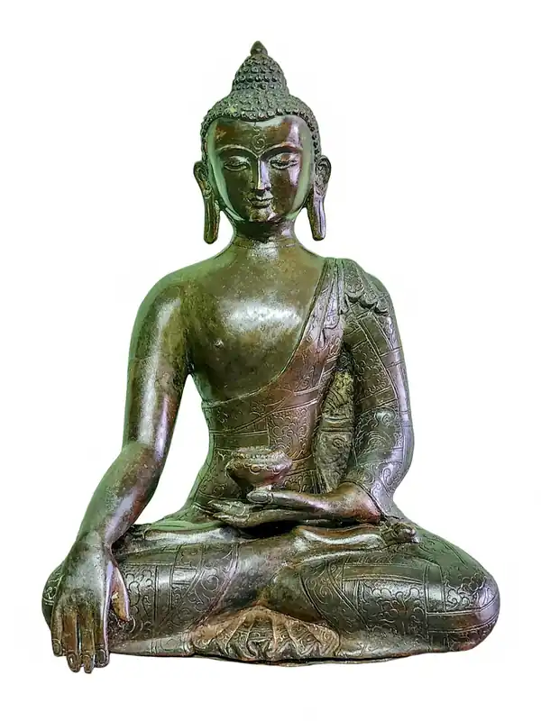 Majestueuse statue en cuivre de Shakyamuni Bouddha – 24 cm, inspirant la compassion et la sagesse