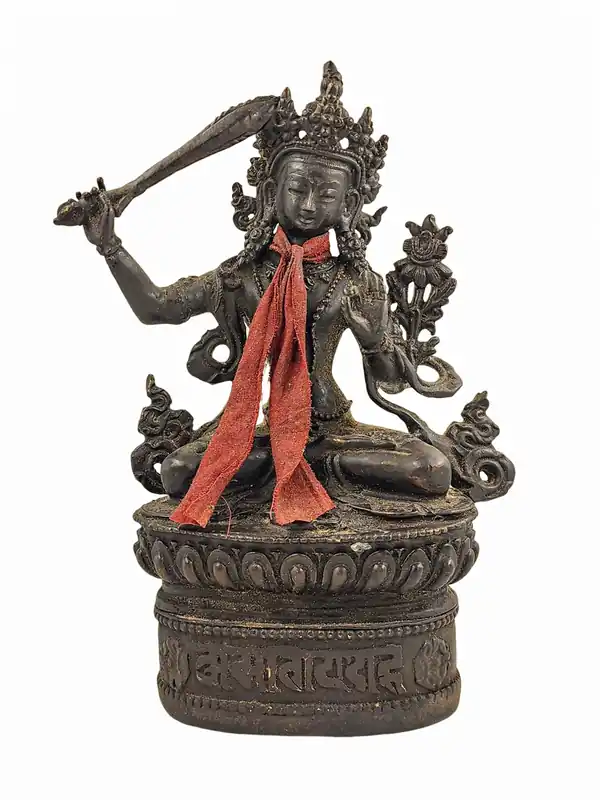 Statue de Manjushri en chocolat oxydé