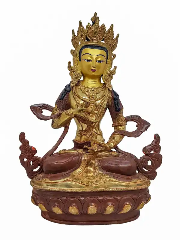 Statue en cuivre de Vajrasattva avec accents dorés – 33 cm