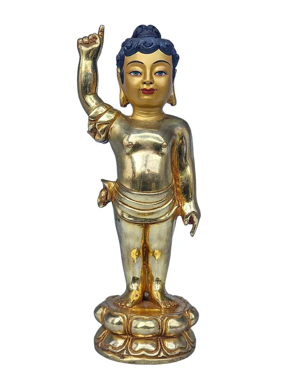 Statue de Siddhartha en cuivre – Le voyage précoce du Bouddha enfant