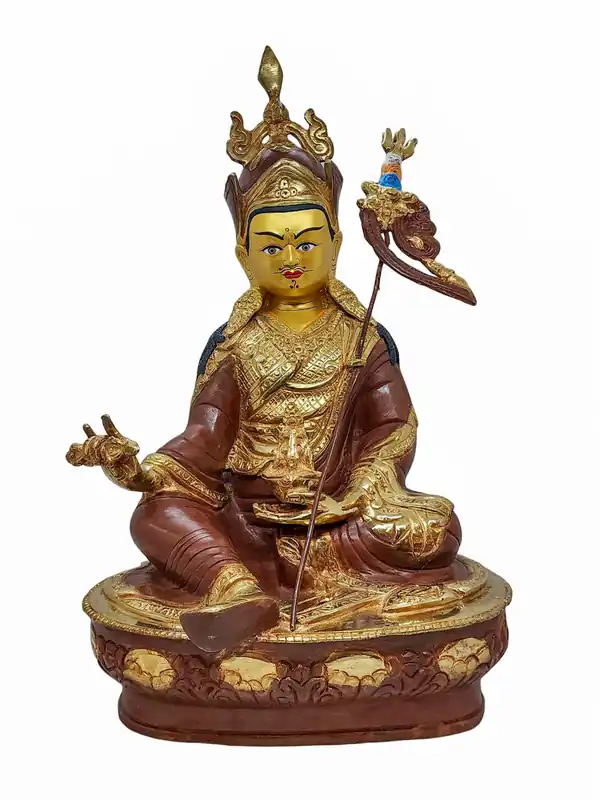 Statue en cuivre de Padmasambhava avec dorure à l’or