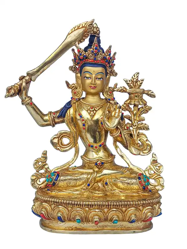 Statue de Manjushree en cuivre – Hauteur de 24 cm