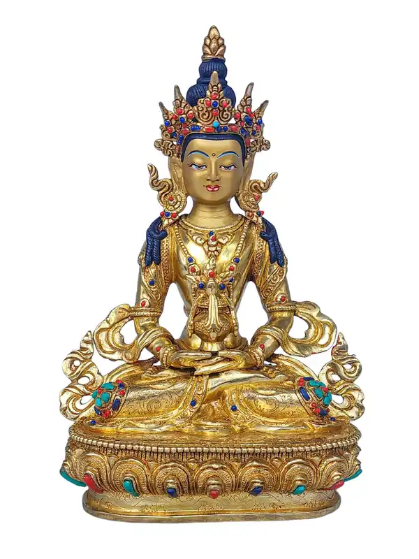 Statue bouddhiste en cuivre Vajrayana Aparimita – 24 cm, Poids : 1,42 kg