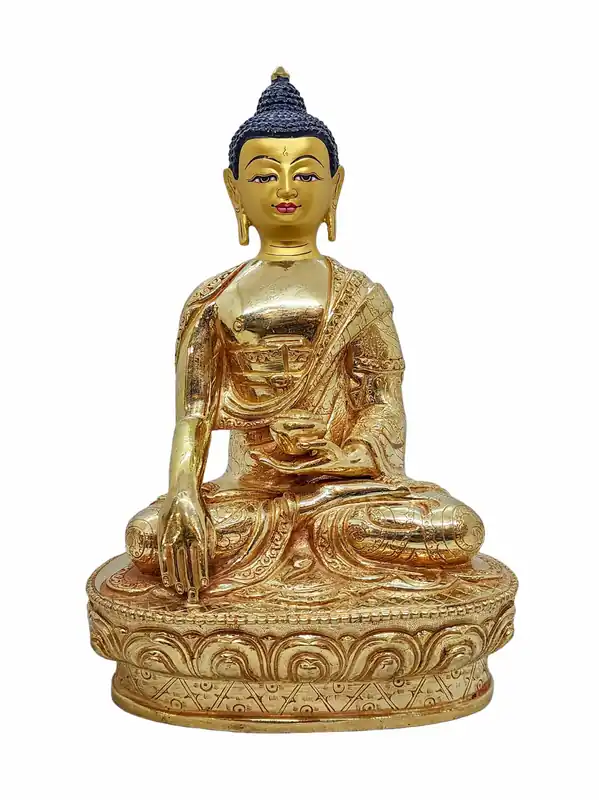 Statue de Bouddha Shakyamuni en cuivre doré