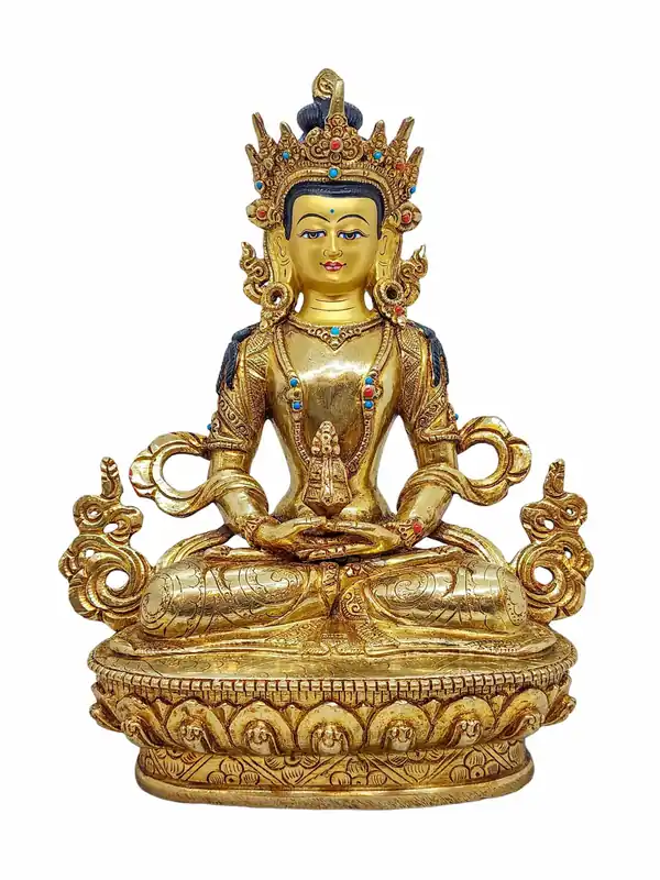 Statue en cuivre d’Aparimita avec un plaquage en or complexe – 22 cm