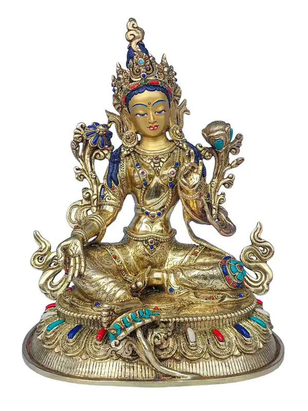 Statue de Tara Verte en Cuivre de 23 cm