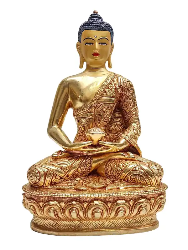 Statue élégante du Buddha Shakyamuni en cuivre avec plaquage en or