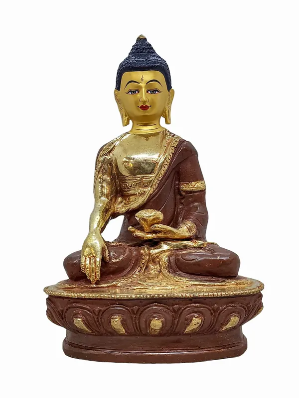 Statue en cuivre de Shakyamuni Buddha avec placage en or