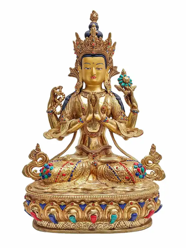 Statue en cuivre de Chenrezig – Symbole de la compassion