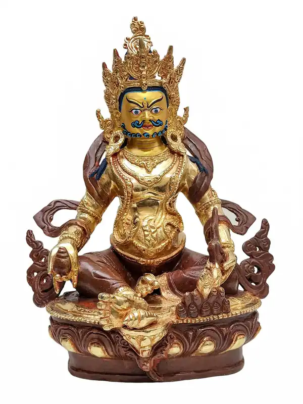 Statue de Jambhala Jaune – Cuivre avec Plaquage en Or