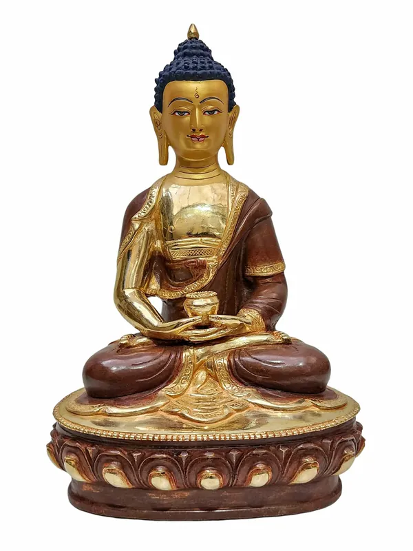 Statue en cuivre du Bouddha Amitabha avec finition dorée