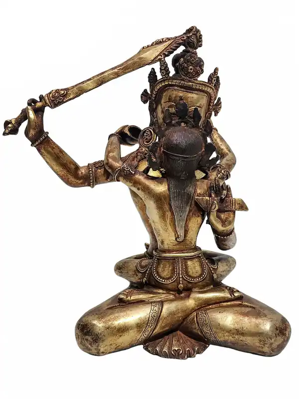 Statue en cuivre de Manjushri Shakti – Incarner la sagesse et la compassion
