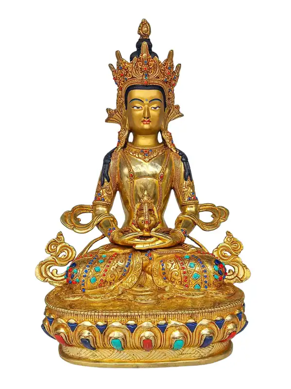 Statue en cuivre d’Aparimita avec finition dorée