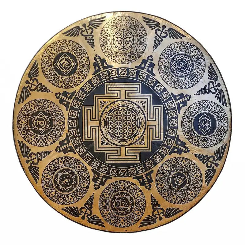 Gong tam-tam avec mandala gravé