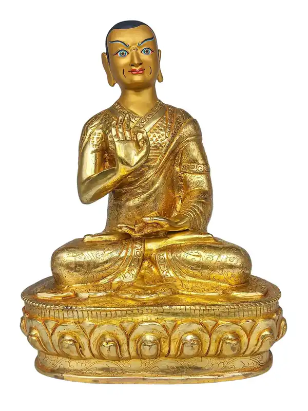 Statue en cuivre de Tsongkhapa avec dorure