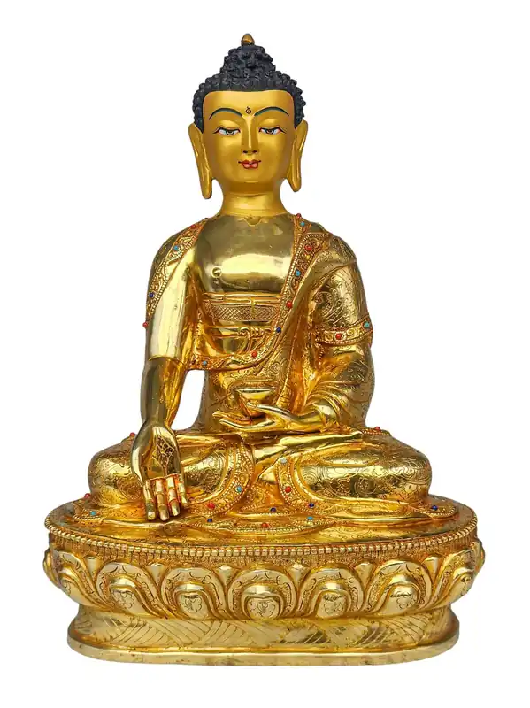 Statue en cuivre doré du Bouddha Ratnasambhava