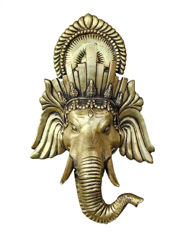 Masque en laiton de Ganesh – Emblème de sagesse et de prospérité