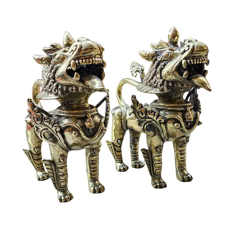 Gardiens en laiton de temple Vajrayana – 19 cm