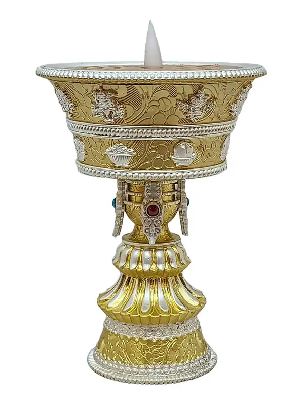 Lampe à beurre rechargeable pour rituels bouddhistes