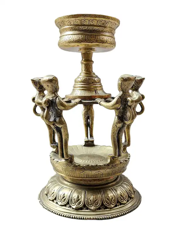 Lanterne en bronze tibétaine pour rituels