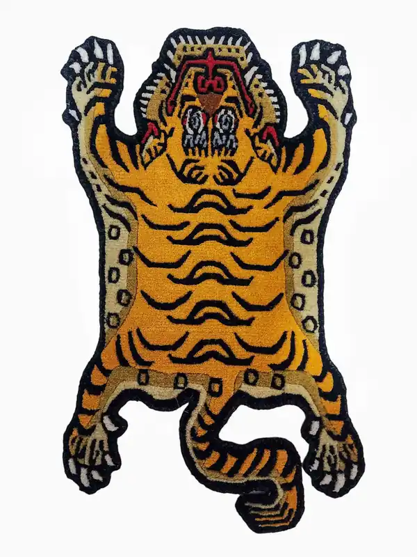 Tapis en laine fait main au design de tigre du Népal