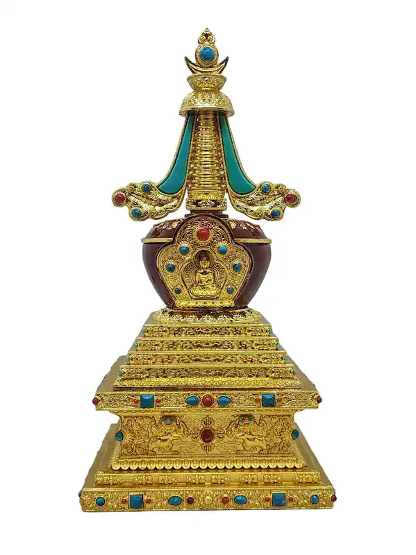Chorten de 25 cm avec finition en pierres