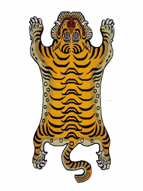 Tapis en laine tissé à la main avec le motif du tigre du Népal