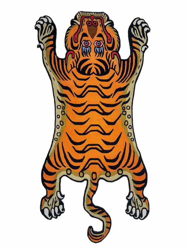 Tapis en laine tissé à la main motif tigre du Népal