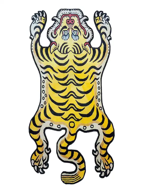 Tapis en soie à motif de tigre du Népal