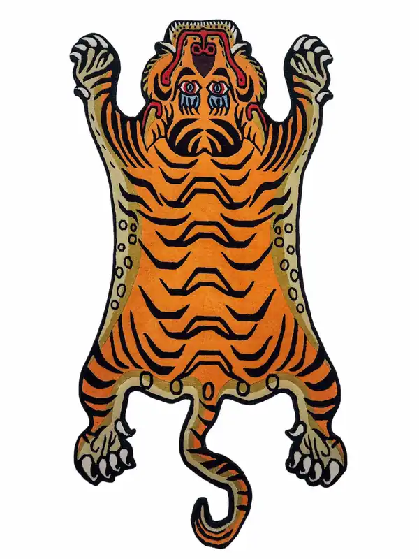Tapis en laine tissé à la main avec motif de tigre du Népal