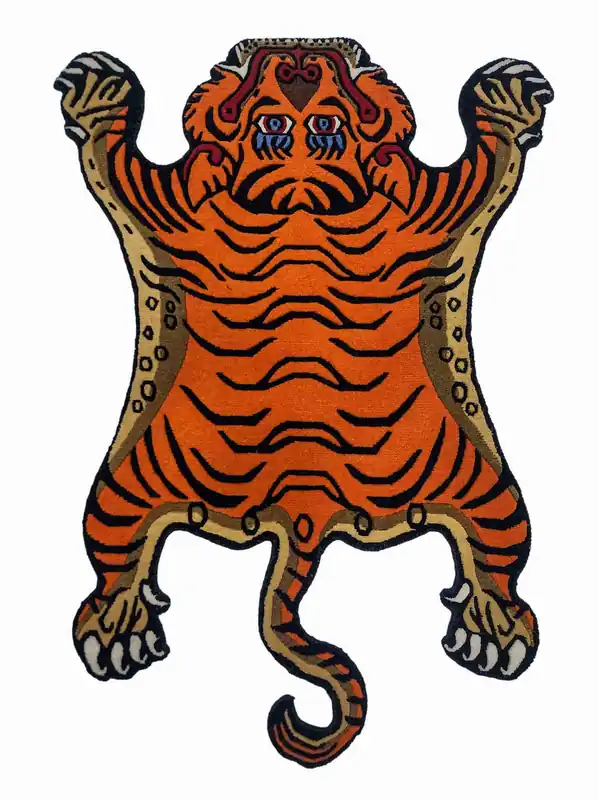 Tapis en laine tissé à la main avec un motif de tigre du Népal