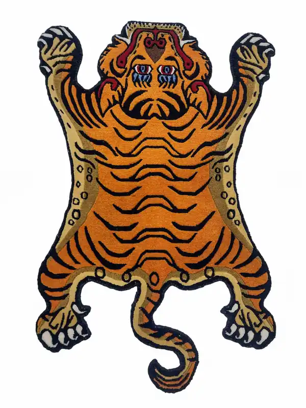 Tissu de tapis en laine avec motif de tigre du Népal