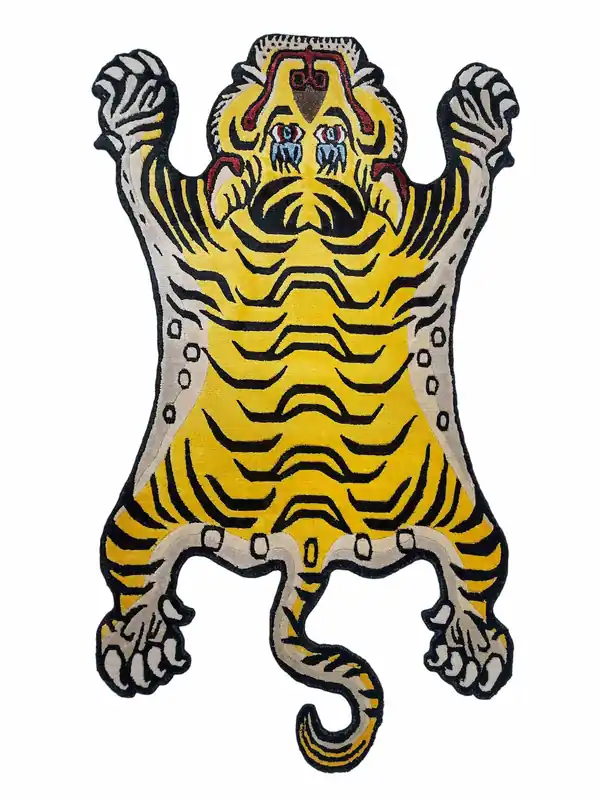 Tapis en soie à motif de tigre du Népal