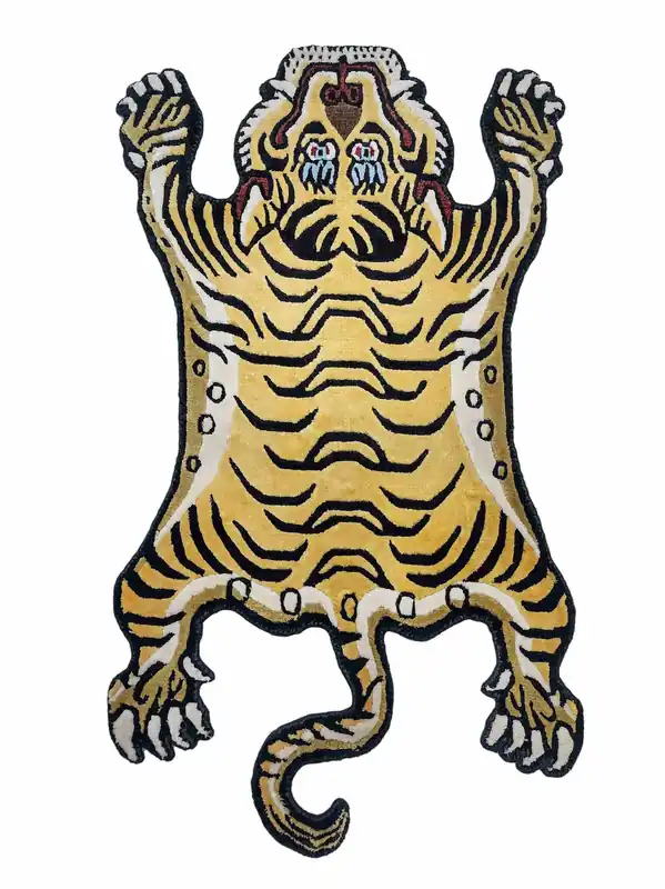 Tapis en soie avec motif de tigre du Népal