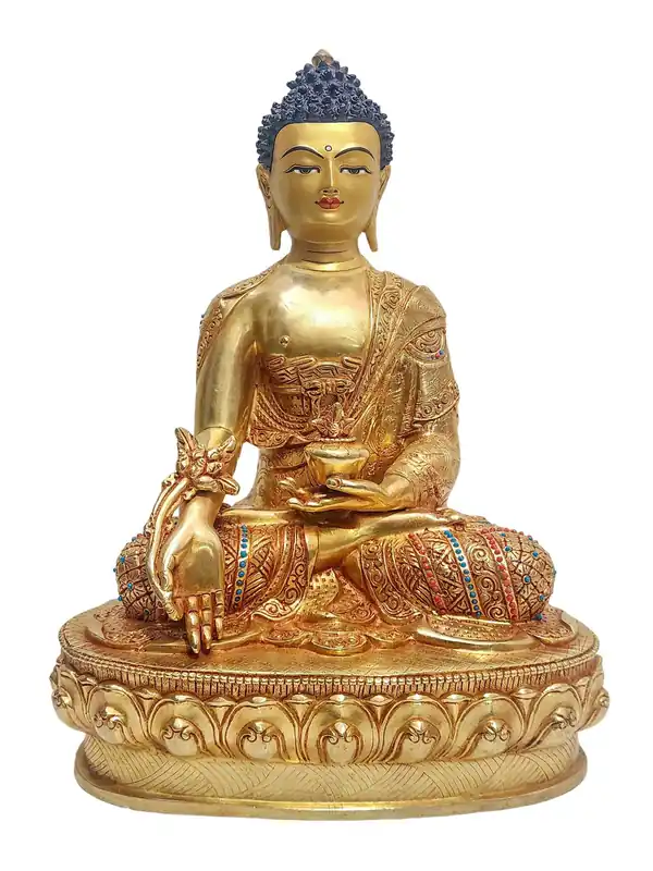 Statue du Bouddha Médecine en cuivre captivant – 33 cm de guérison et de compassion