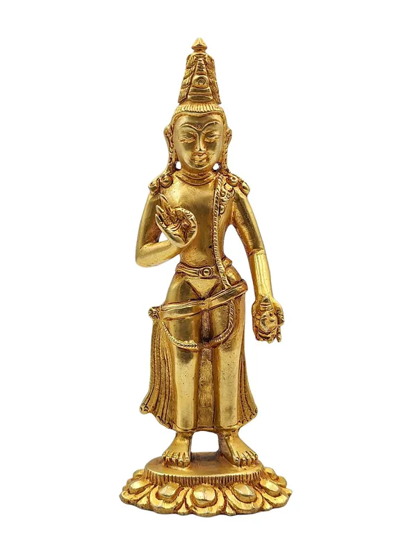Statue en cuivre de Padmapani Lokeshvara – 15 cm de compassion et de spiritualité