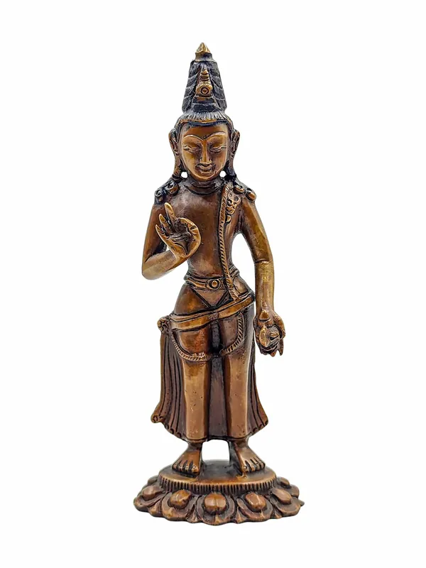 Statue en cuivre de Padmapani Lokeshvara – Incarnant la compassion et l’illumination