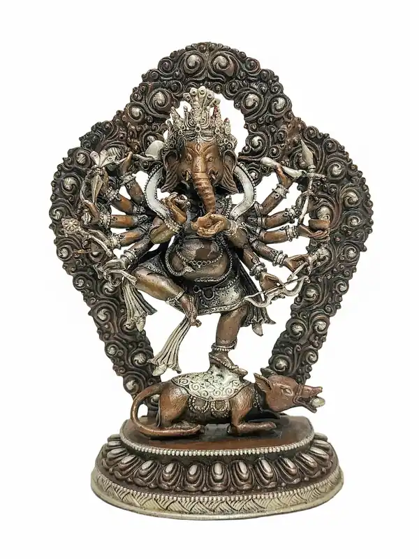 Statue en cuivre de Ganapati rituelle