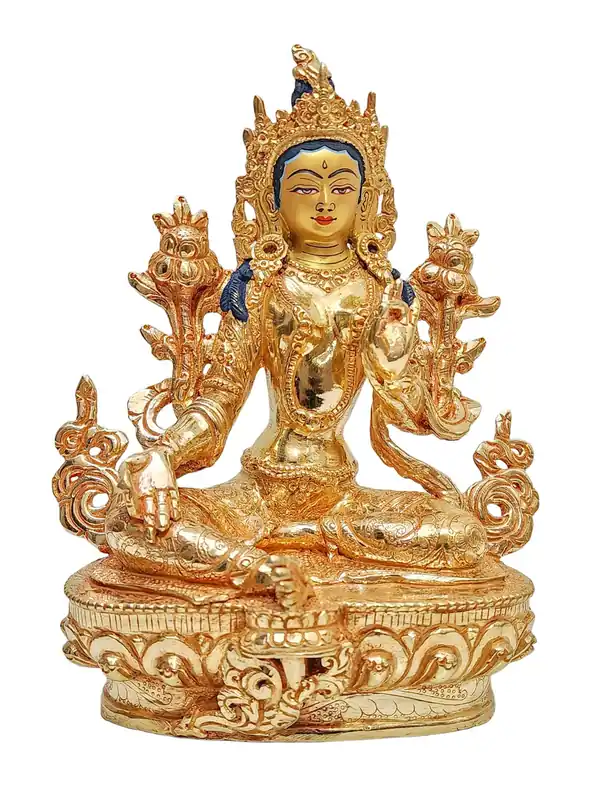 Statue de Tara Verte avec peinture dorée