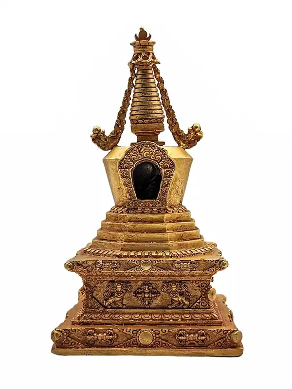 Stûpa dorée de 13 cm
