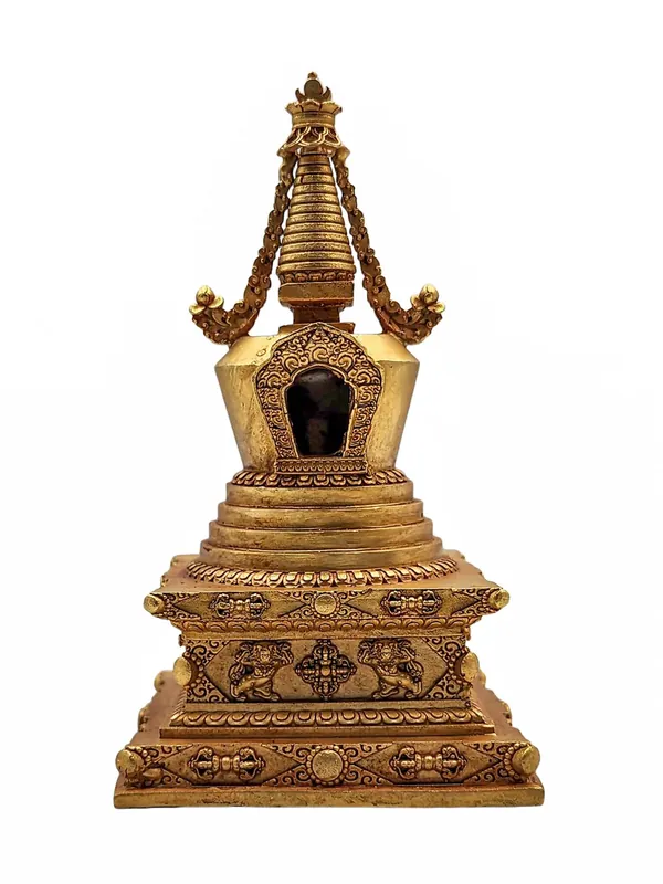 Stupa bouddhiste plaqué or du Népal