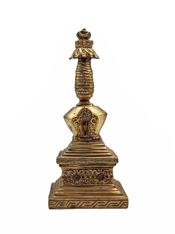 Stupa bouddhiste avec finition en plaqué or de mercure