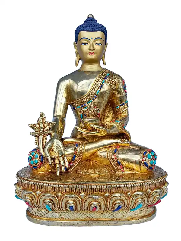 Statue en cuivre du Bouddha de la Médecine pour la guérison