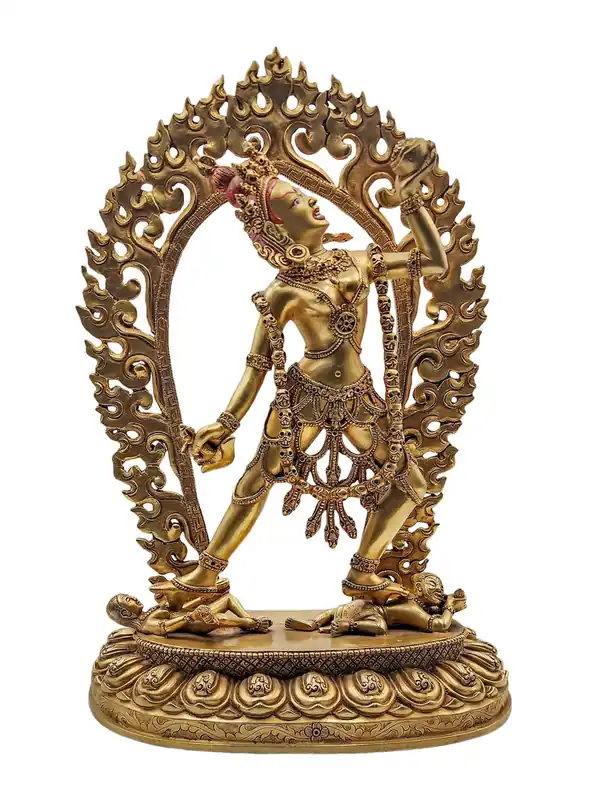 Statue de Vajrayogini en cuivre premium – Plaquage d’or complexe et finition détaillée