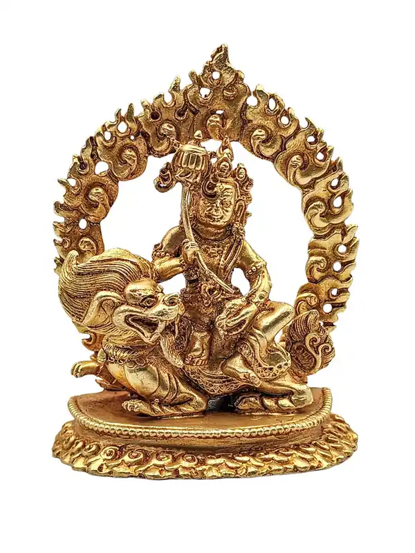 Statue miniature en cuivre de Jambhala Namtose – 9 cm de Prospérité et de Compassion