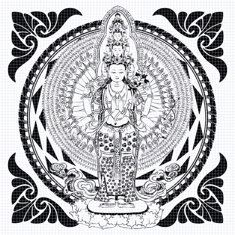Dessin de Mandala d’Avalokitesvara